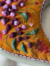 Load image into Gallery viewer, Crescent shaped, sage green purse with caribou hair tufting on moose hide.
