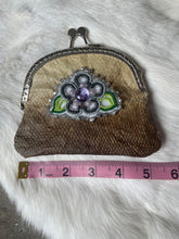 Load image into Gallery viewer, Fish skin clutch with beaded detail and suede lining

