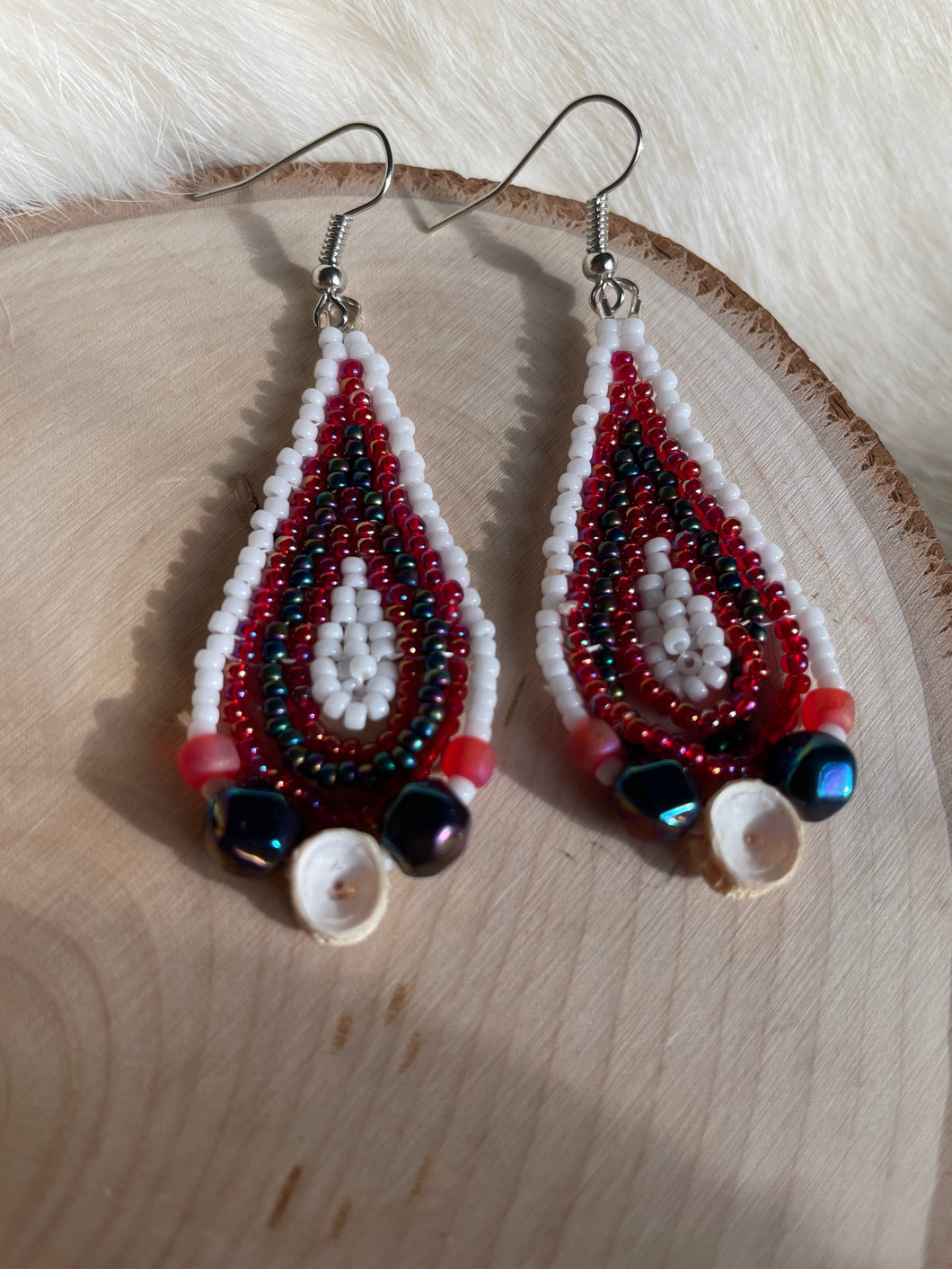 Blueberry Inspired Salmon Bone Teardrop Earrings