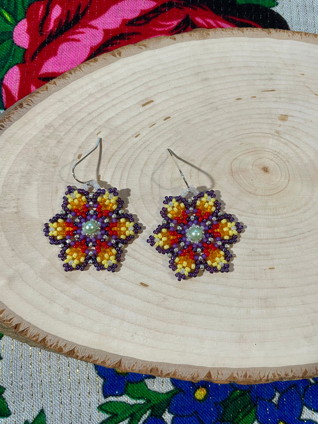 Purple Sunset Flower Earrings