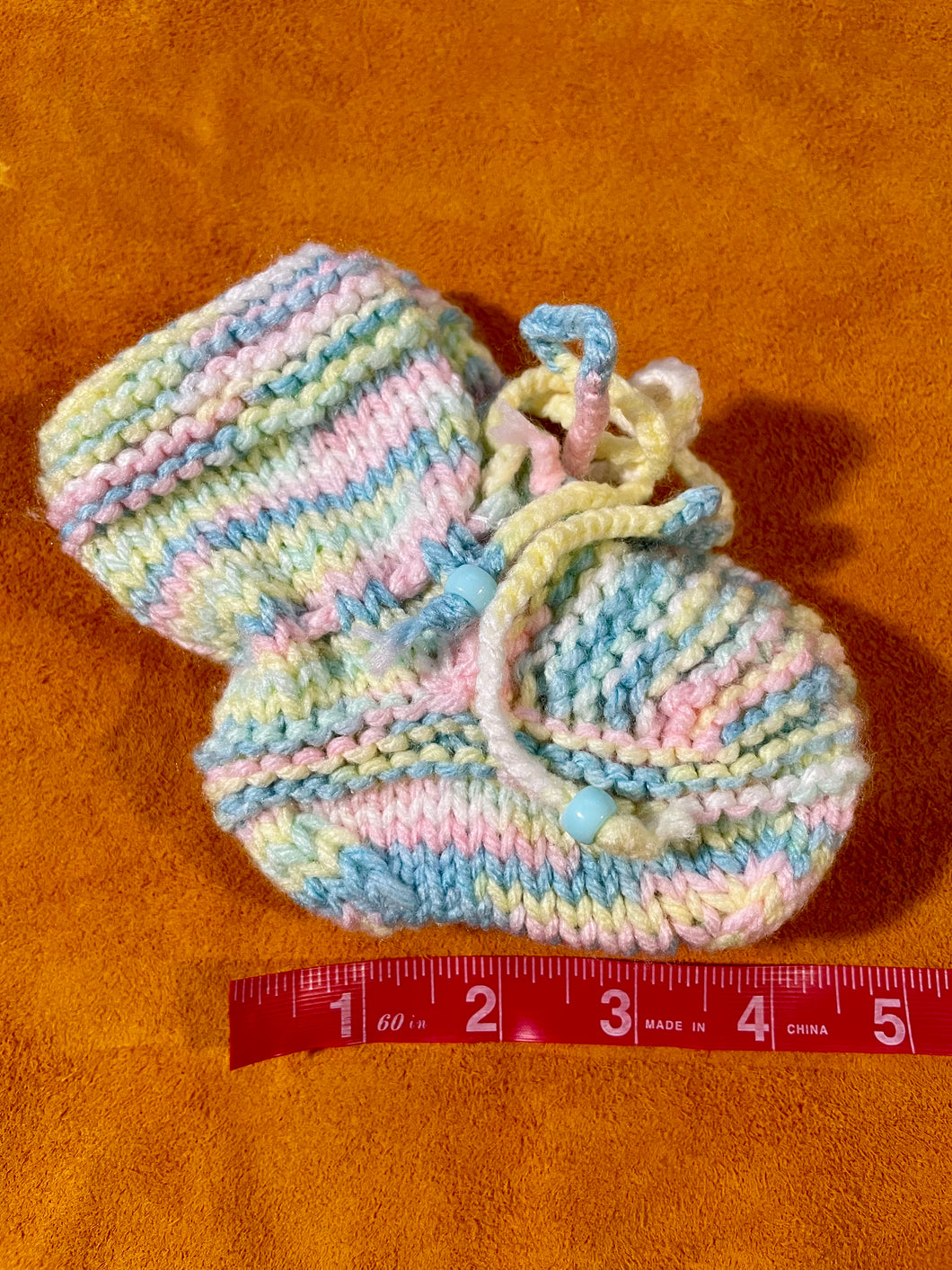 Pastel/Blue Baby Booties