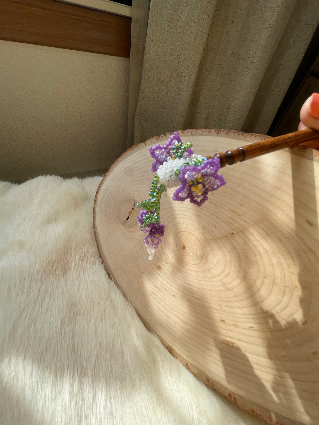 Purple Flower Hair Stick