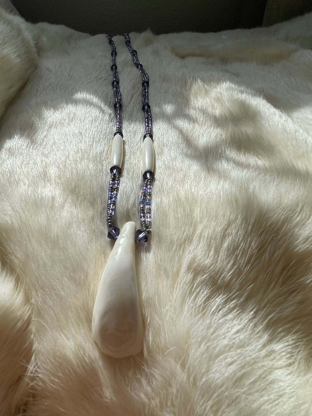 Bison Tooth and Bone Bead Necklace