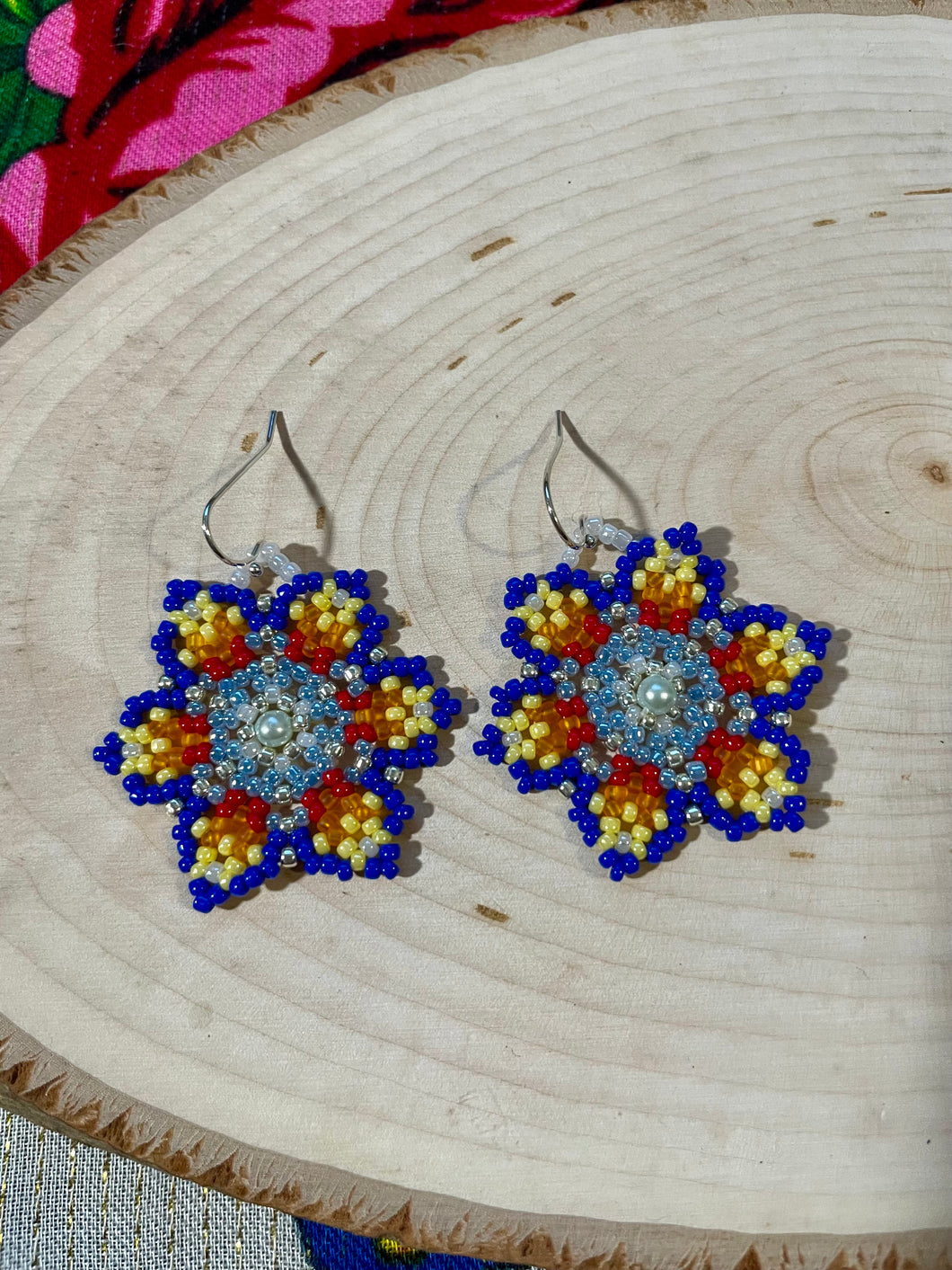 Blue Sunset Flower Earrings