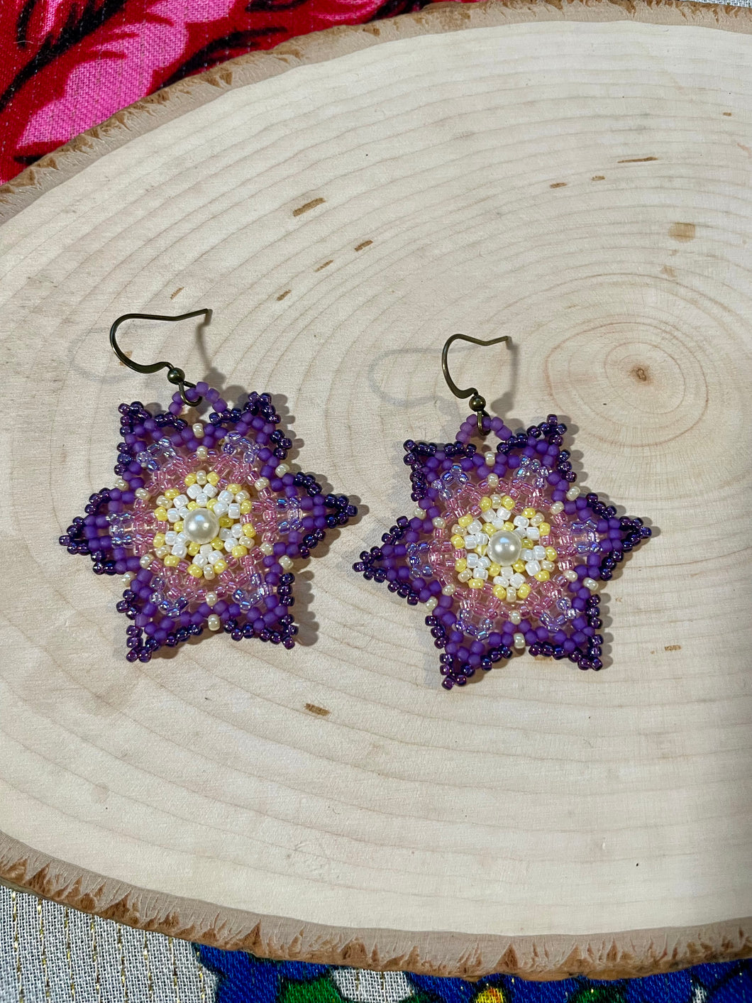 Purple Flower Earrings