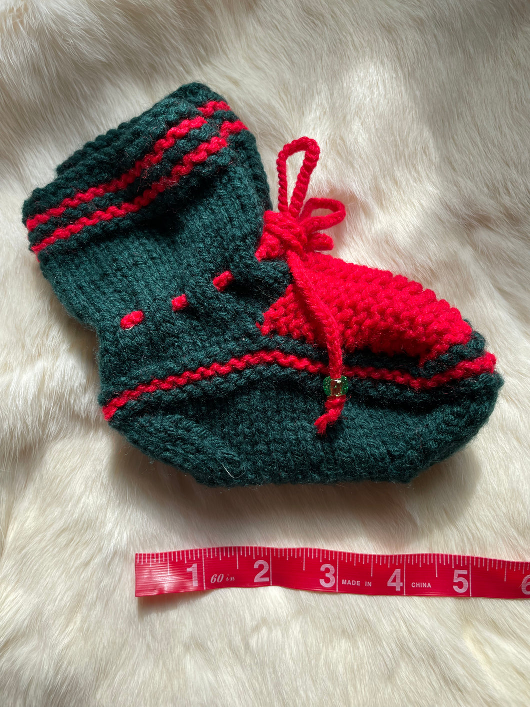 Green and Red Toddler Booties